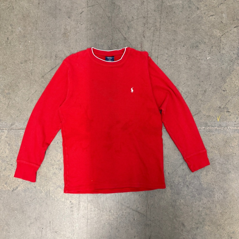 Polo Ralph Lauren Mens Red Waffle Knit Thermal Sleepwear Long Sleev Size M